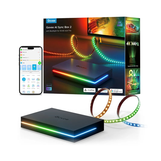 Govee AI Sync Box 2 - 打造終極家庭影院燈光體驗 (適用於 55-65 吋電視）