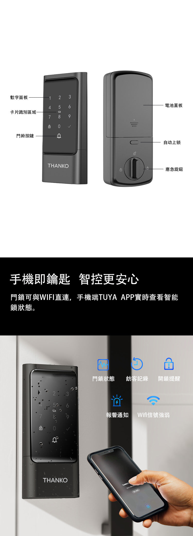 THANKO H2 智能指紋鎖 (包安裝) (**落單前先查詢貨量 或 訂購 🙏🏼)